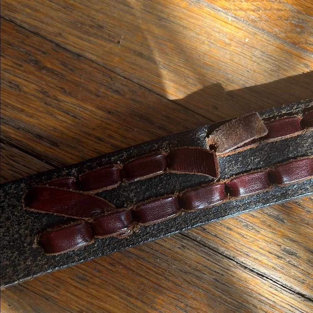 Vintage Braided Leather Buffalo Nickel Belt SMALL